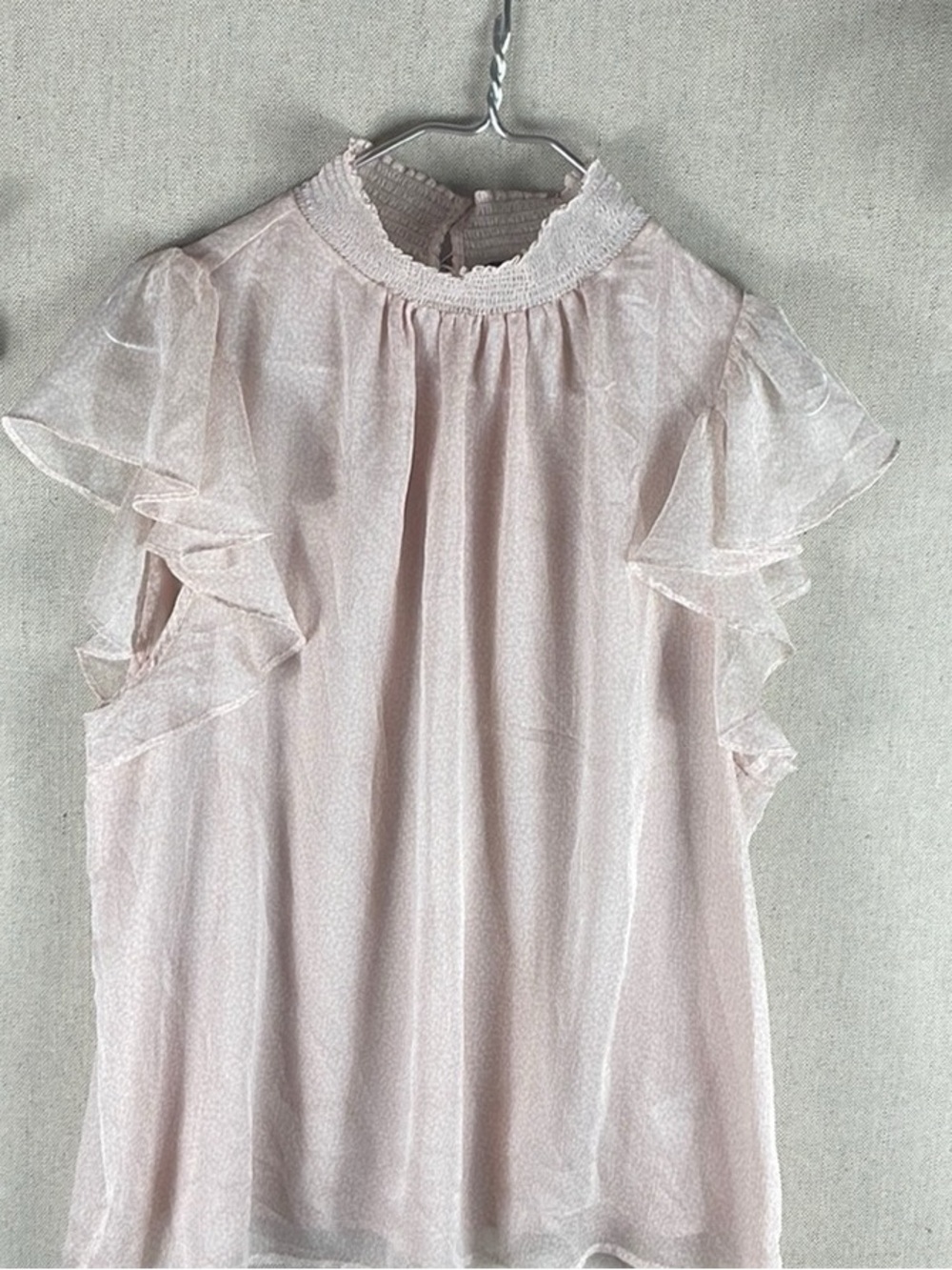 Women's Ruffled Mock Neck Blouse - Light Pink